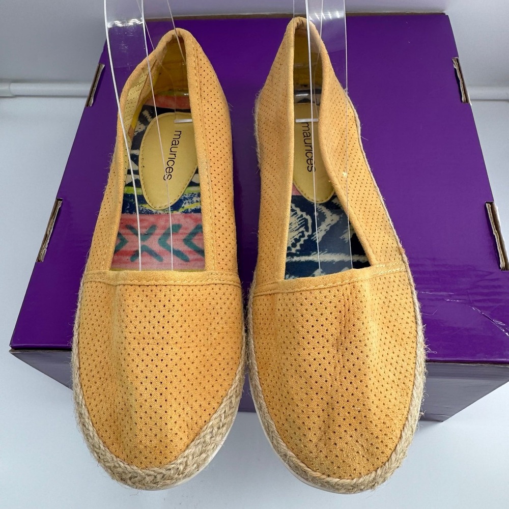 Maurices Mustard Yellow Perforated Espadrille Flats Size 6